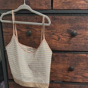 Garage Women's Striped Tan and White Top